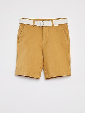 Bermuda chino taglio slim in maglia piqué + cintura