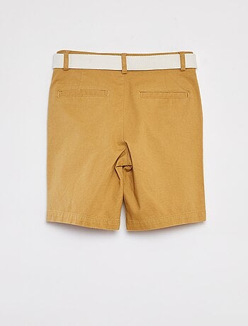 Bermuda chino taglio slim in maglia piqué + cintura
