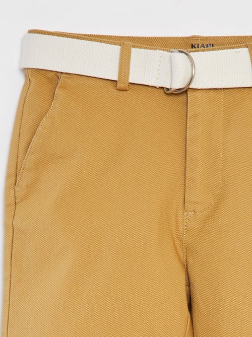 Bermuda chino taglio slim in maglia piqué + cintura - Kiabi