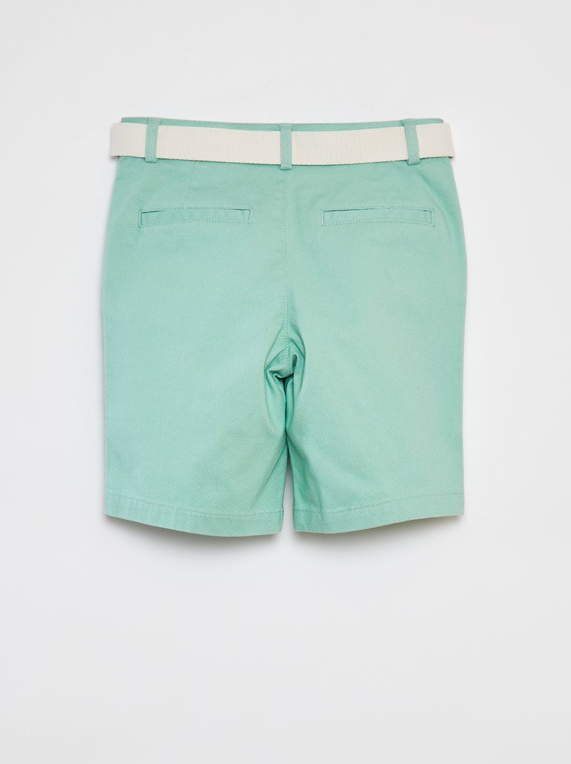 Bermuda chino taglio slim in maglia piqué + cintura VERDE - Kiabi