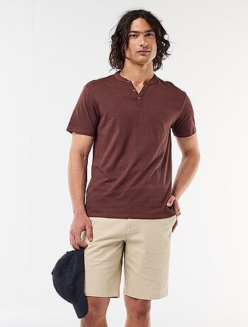 Bermuda chino tinta unita in dobby