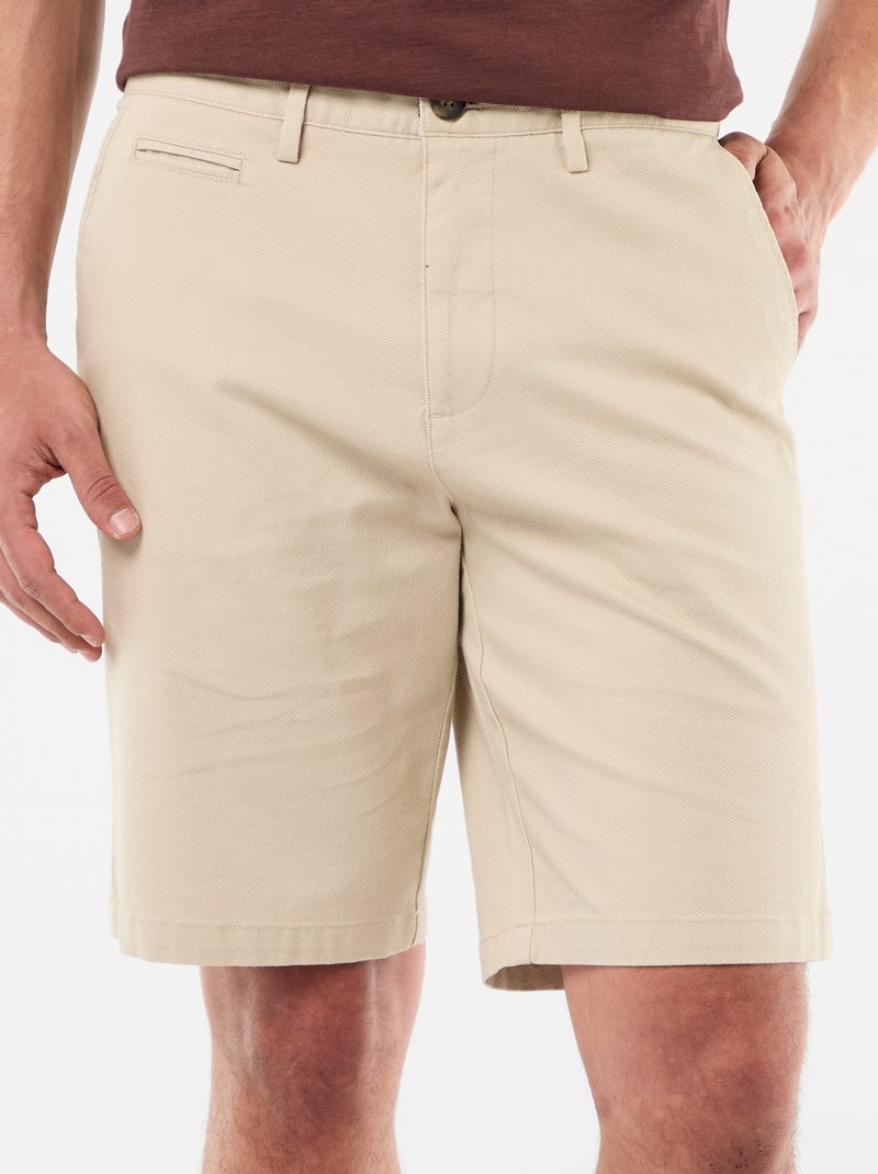 Bermuda chino tinta unita in dobby Beige - Kiabi