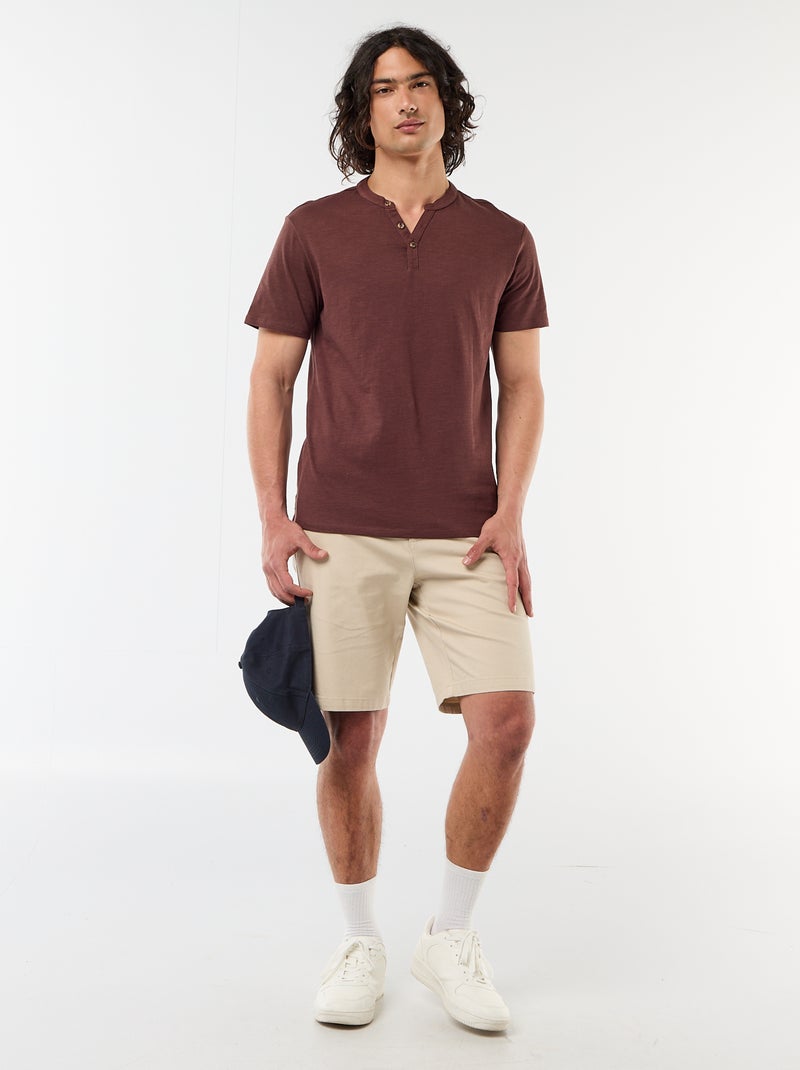 Bermuda chino tinta unita in dobby Beige - Kiabi