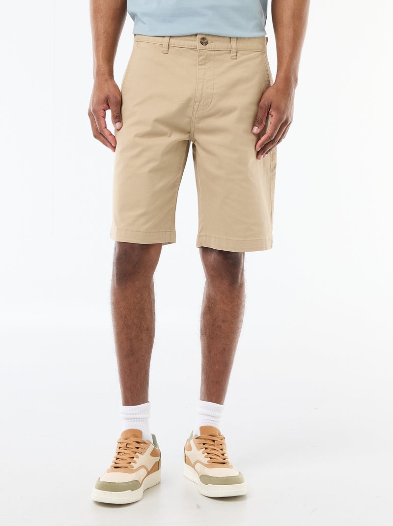 Bermuda chino tinta unita in twill Beige - Kiabi