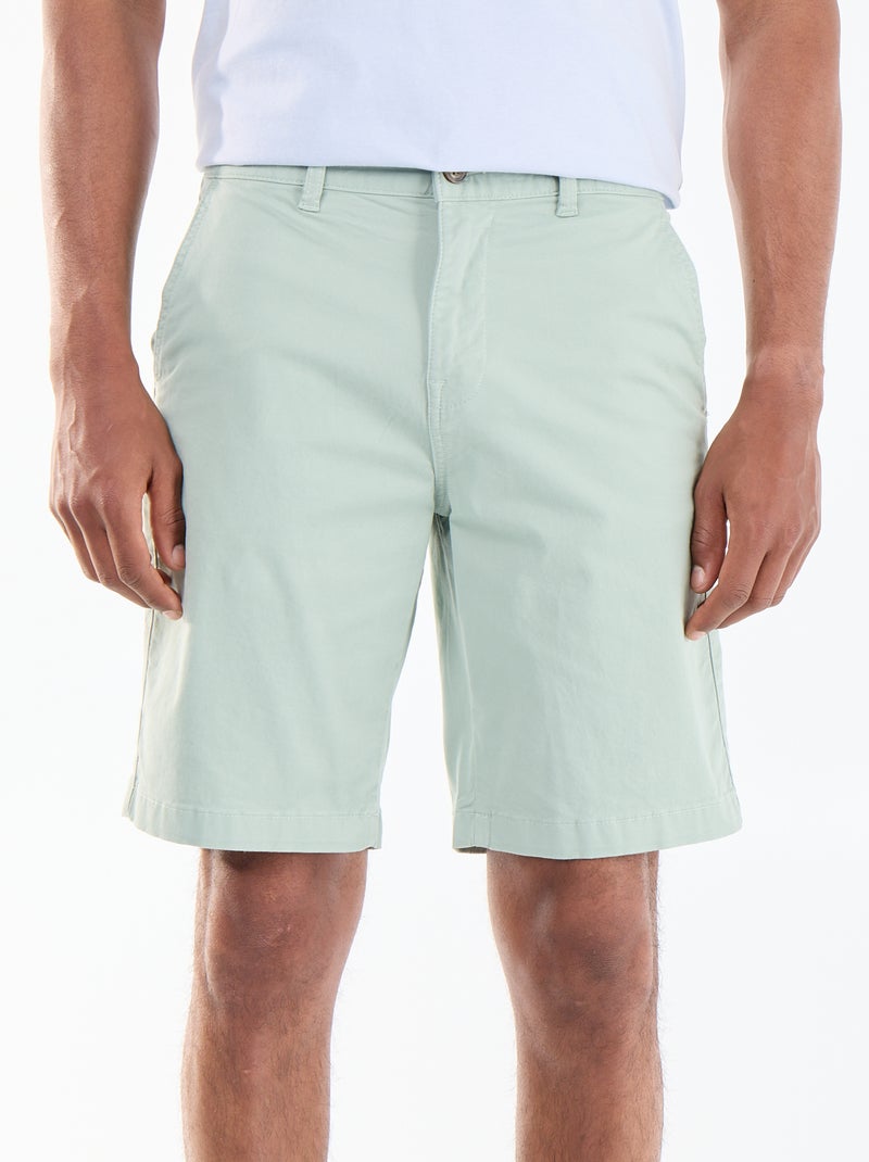 Bermuda chino tinta unita in twill Verde - Kiabi