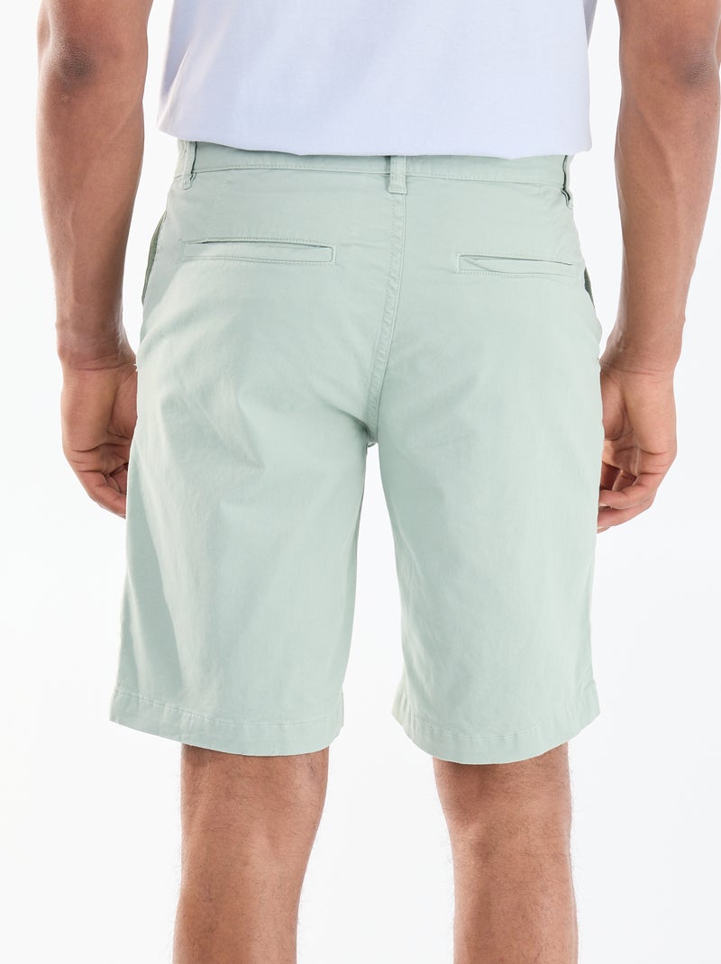 Bermuda chino tinta unita in twill Verde - Kiabi