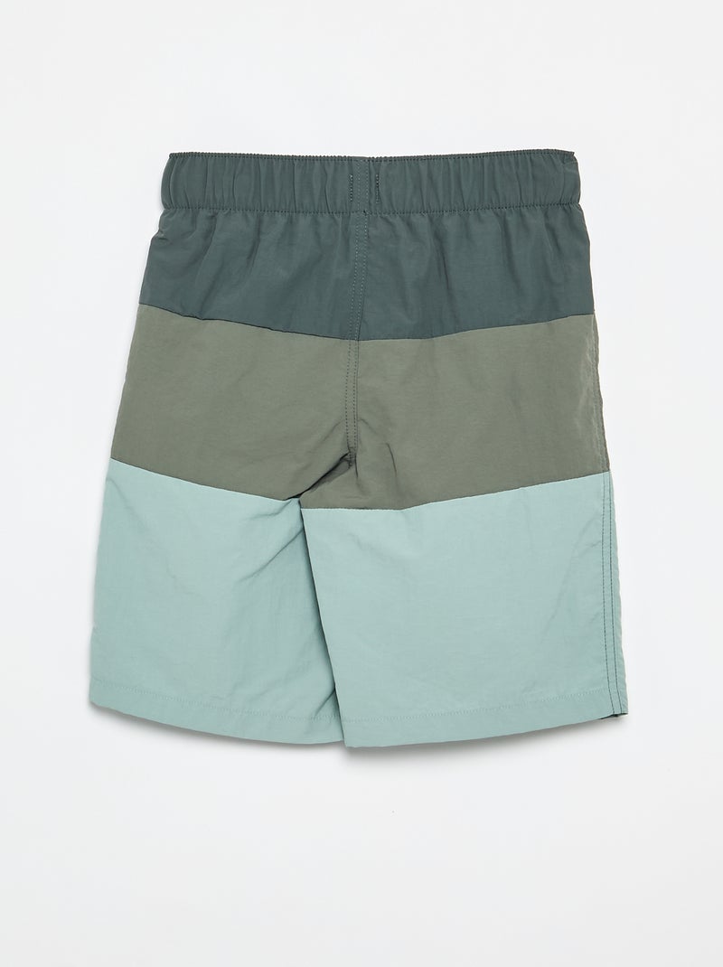 Bermuda da bagno lungo a righe Kaki - Kiabi