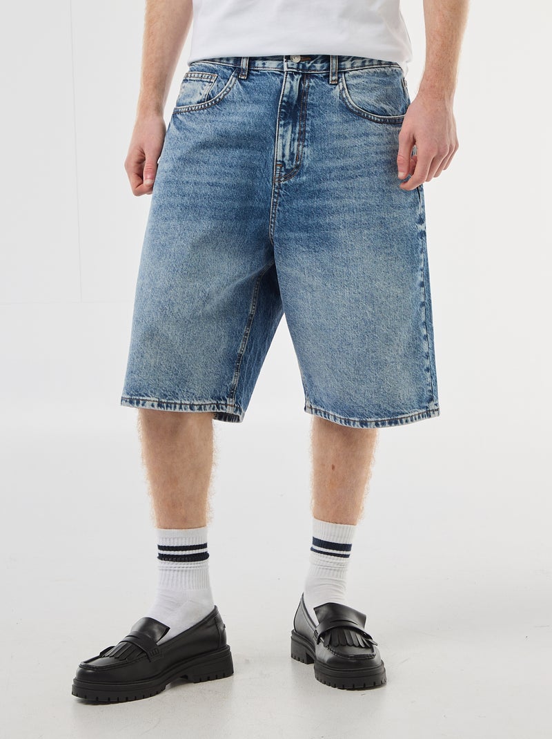 Bermuda denim baggy in cotone Blu - Kiabi