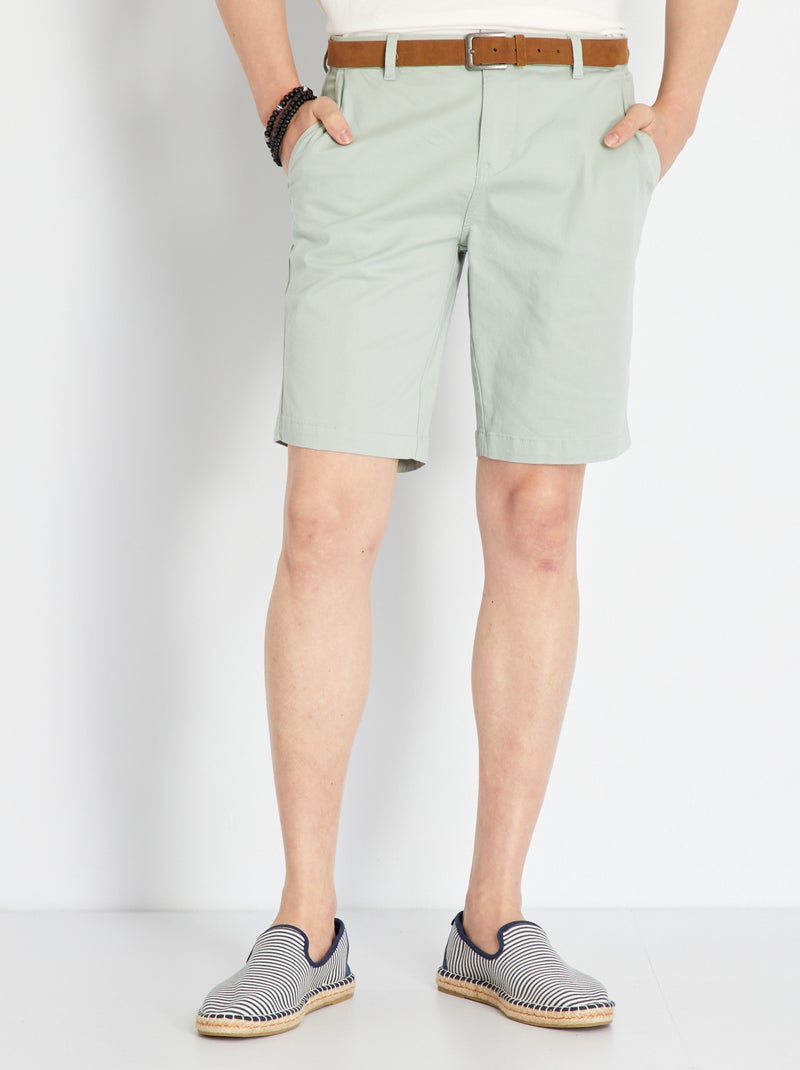 Bermuda in chino con cintura verde cenere - Kiabi