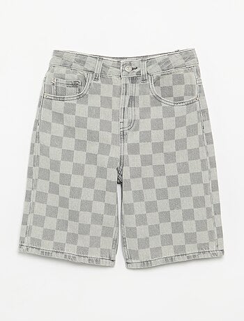 Bermuda in denim a quadri