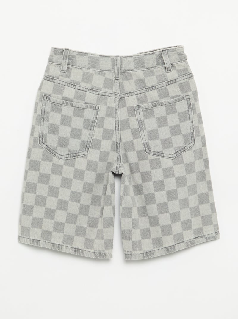 Bermuda in denim a quadri Grigio - Kiabi