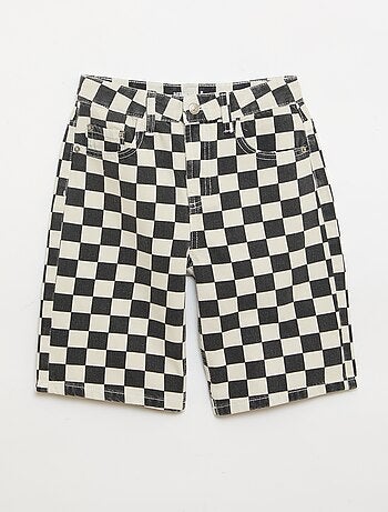Bermuda in denim a quadri