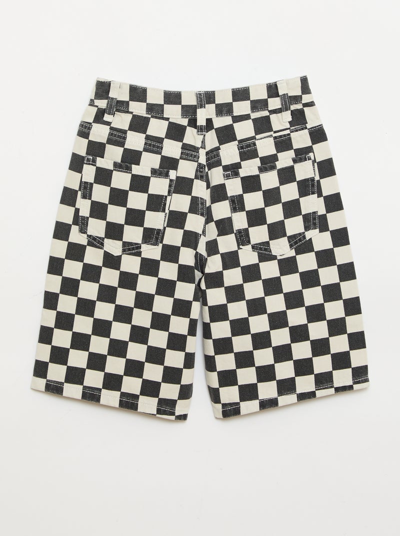 Bermuda in denim a quadri Nero - Kiabi