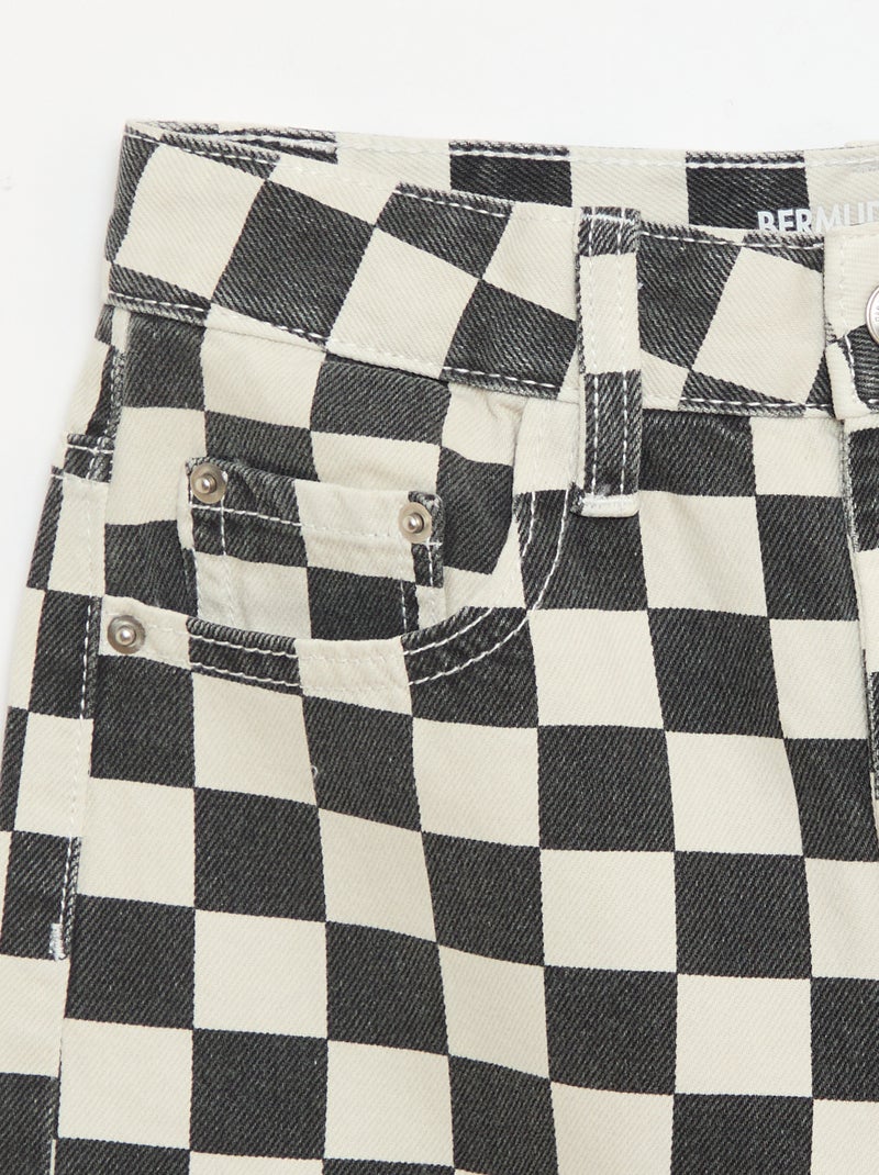 Bermuda in denim a quadri Nero - Kiabi