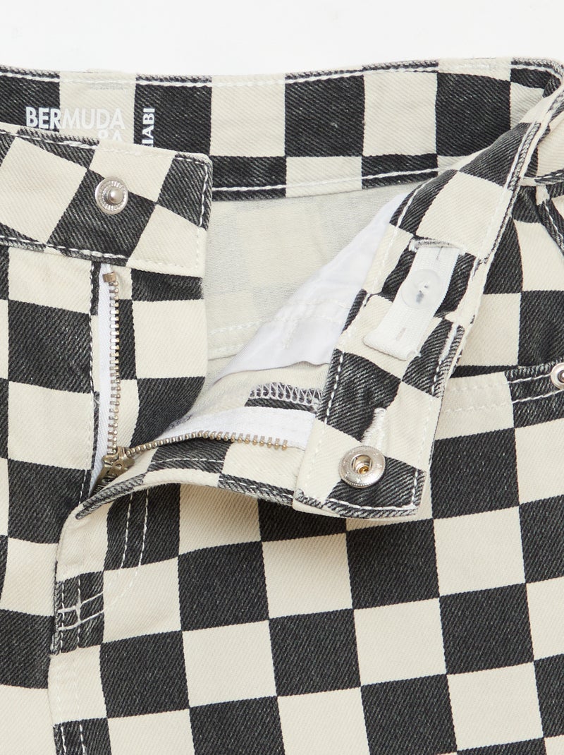 Bermuda in denim a quadri Nero - Kiabi