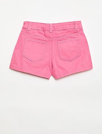 Bermuda in denim a tinta unita con 5 tasche