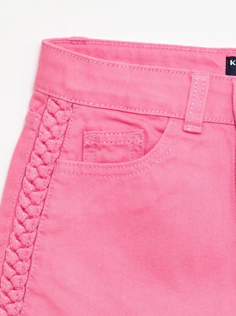 Bermuda in denim a tinta unita con 5 tasche Rosa - Kiabi