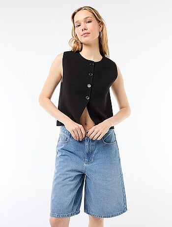 Bermuda in denim a vita alta