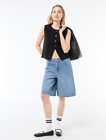 Bermuda in denim a vita alta