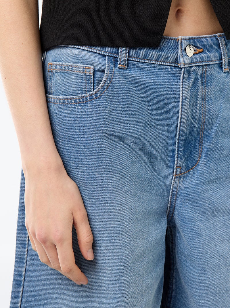 Bermuda in denim a vita alta Blu - Kiabi