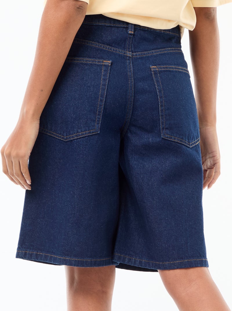 Bermuda in denim a vita alta Blu - Kiabi