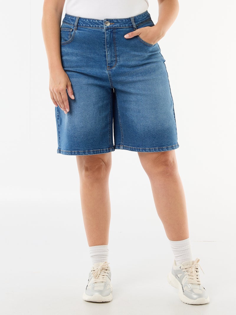 Bermuda in denim a vita alta Blu - Kiabi