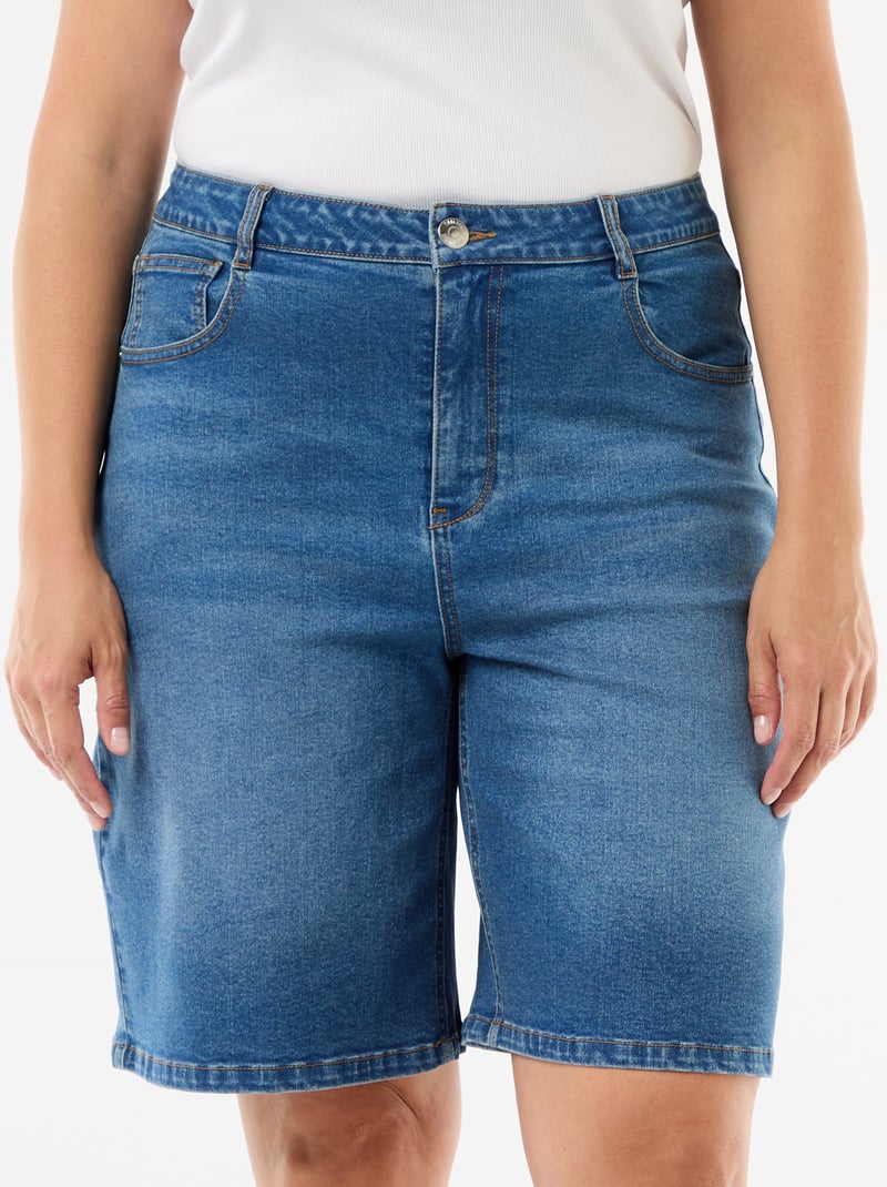 Bermuda in denim a vita alta Blu - Kiabi