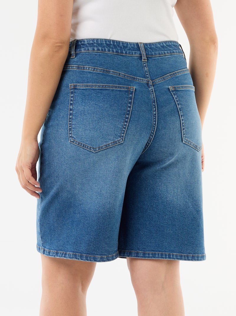 Bermuda in denim a vita alta Blu - Kiabi
