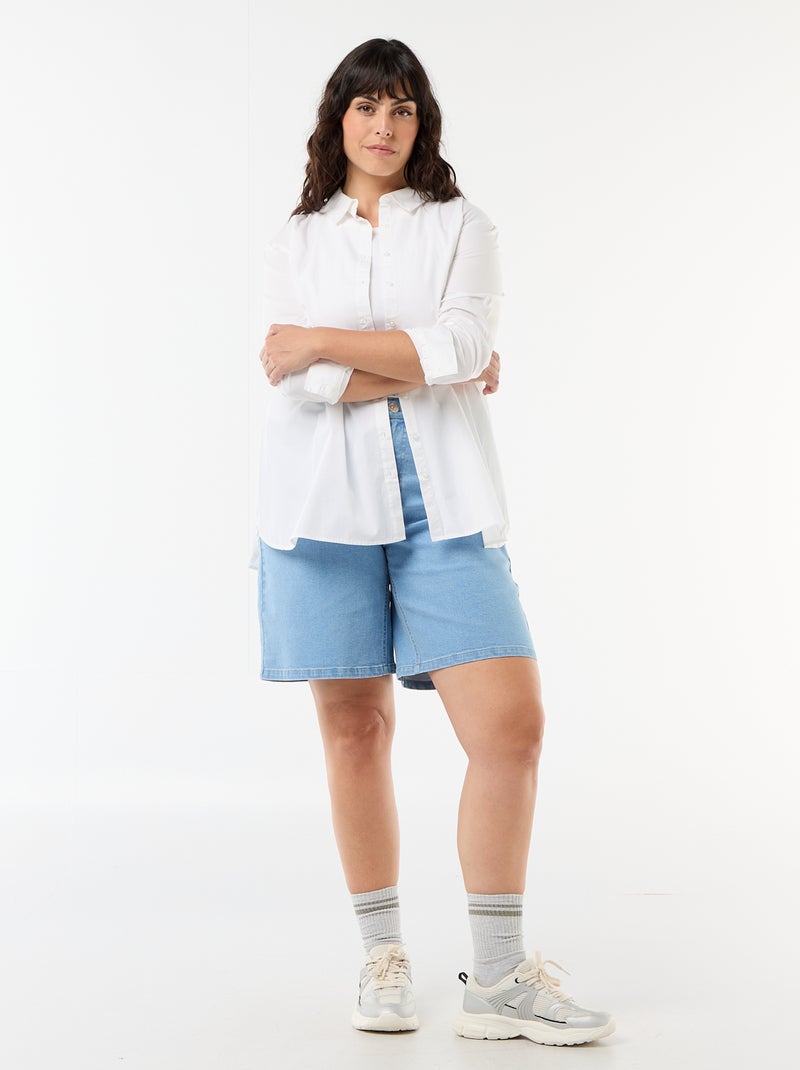 Bermuda in denim a vita alta Blu - Kiabi