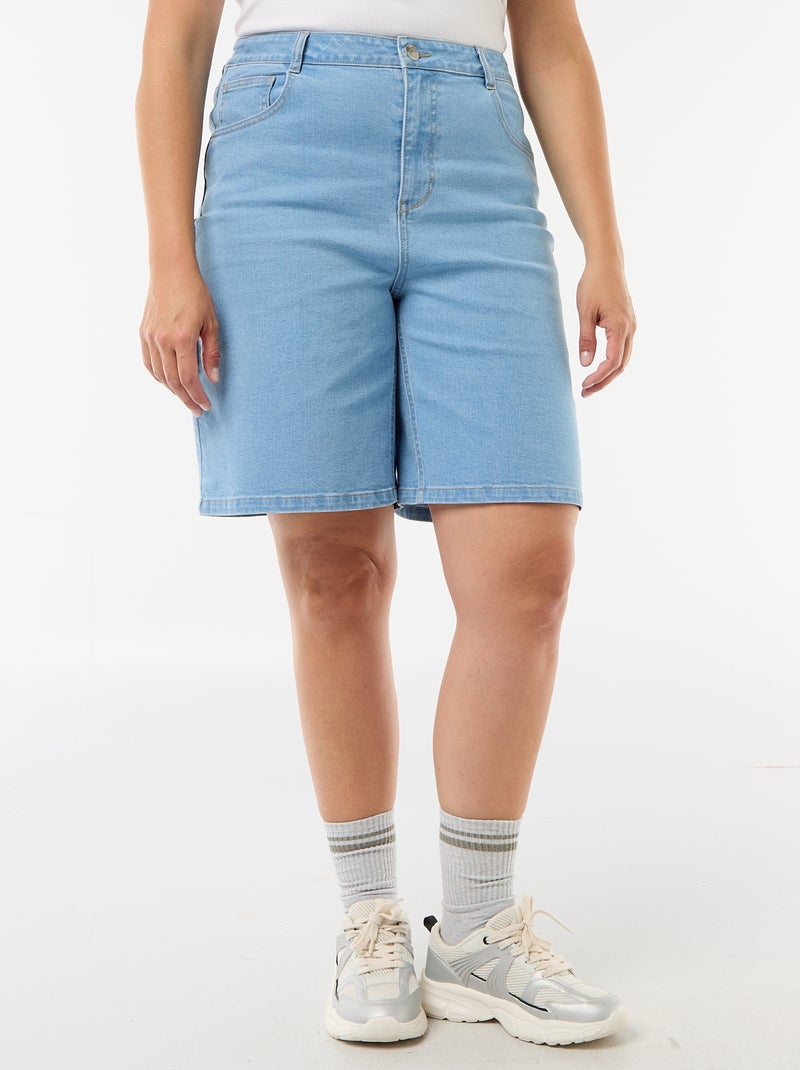 Bermuda in denim a vita alta Blu - Kiabi