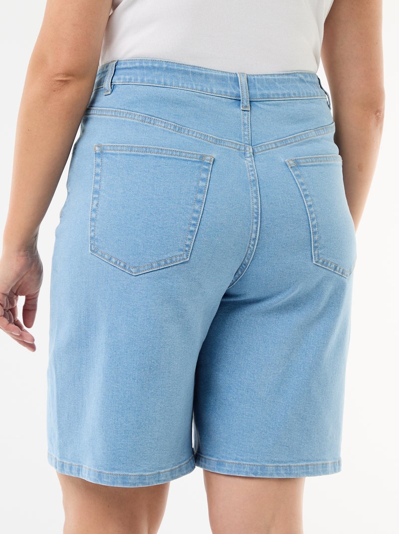 Bermuda in denim a vita alta Blu - Kiabi