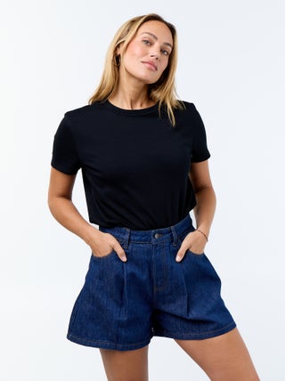 Bermuda in denim a vita alta