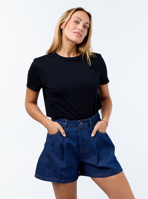 Bermuda in denim a vita alta - Kiabi