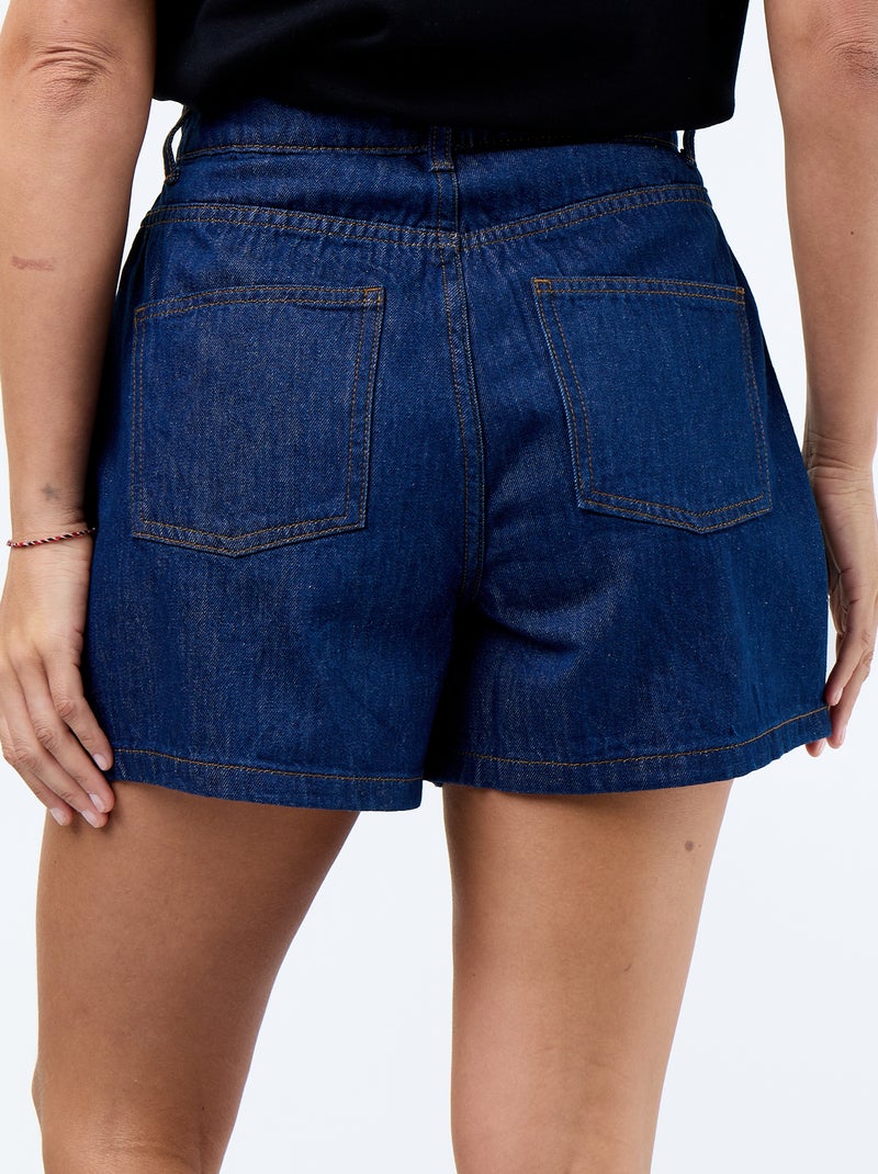 Bermuda in denim a vita alta Blu - Kiabi