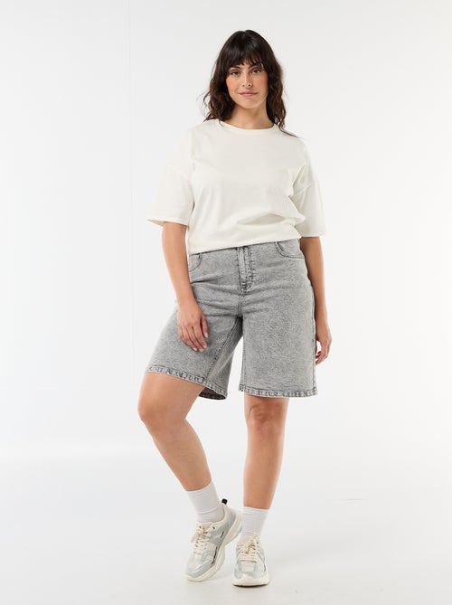 Bermuda in denim a vita alta - Kiabi