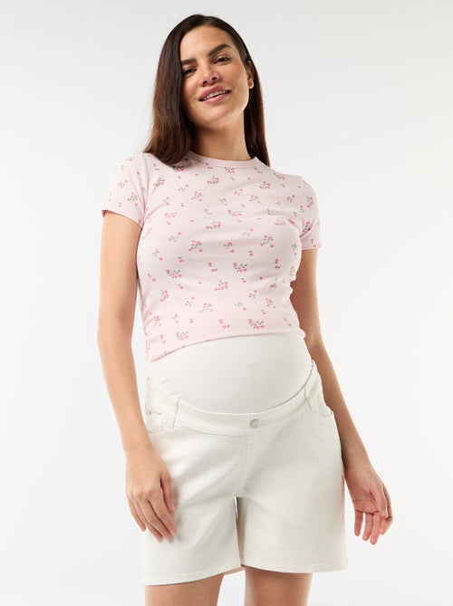 Bermuda in denim a vita alta premaman - Kiabi