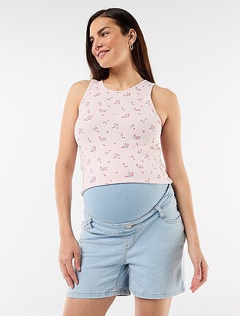 Bermuda in denim a vita alta premaman
