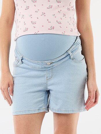Bermuda in denim a vita alta premaman