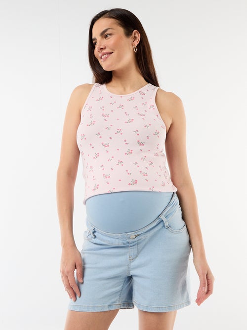 Bermuda in denim a vita alta premaman - Kiabi