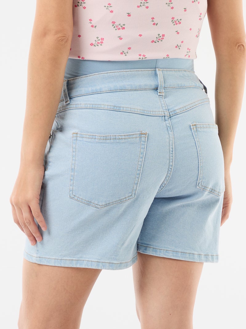 Bermuda in denim a vita alta premaman Blu - Kiabi