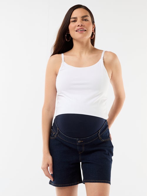 Bermuda in denim a vita alta premaman - Kiabi