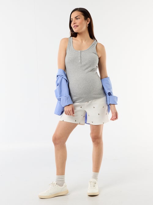 Bermuda in denim a vita alta premaman con ricami - Kiabi