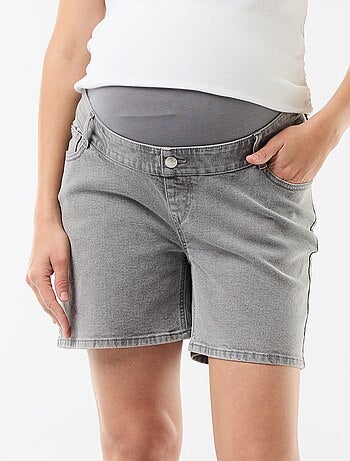 Bermuda in denim a vita alta premaman
