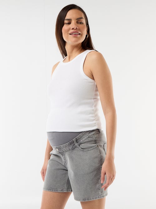 Bermuda in denim a vita alta premaman - Kiabi