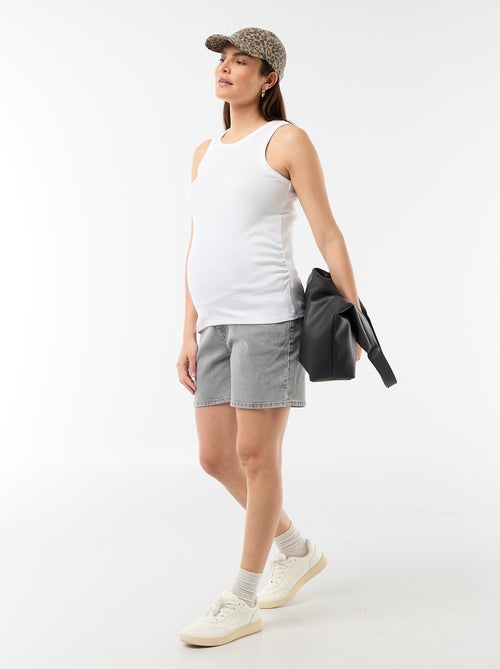 Bermuda in denim a vita alta premaman - Kiabi