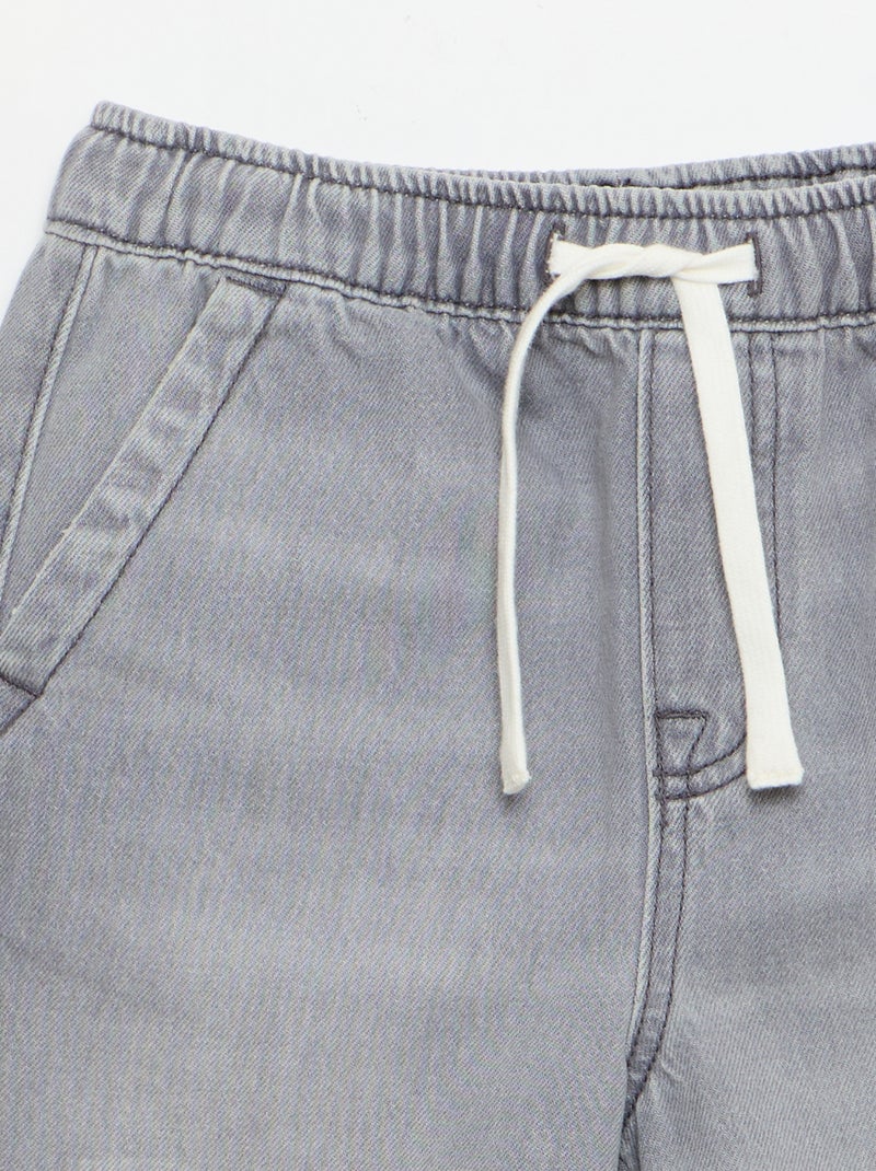 Bermuda in denim con coulisse Grigio - Kiabi