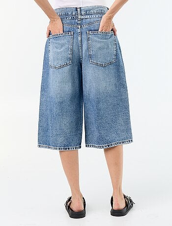 Bermuda in denim con laccio in vita