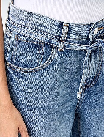 Bermuda in denim con laccio in vita