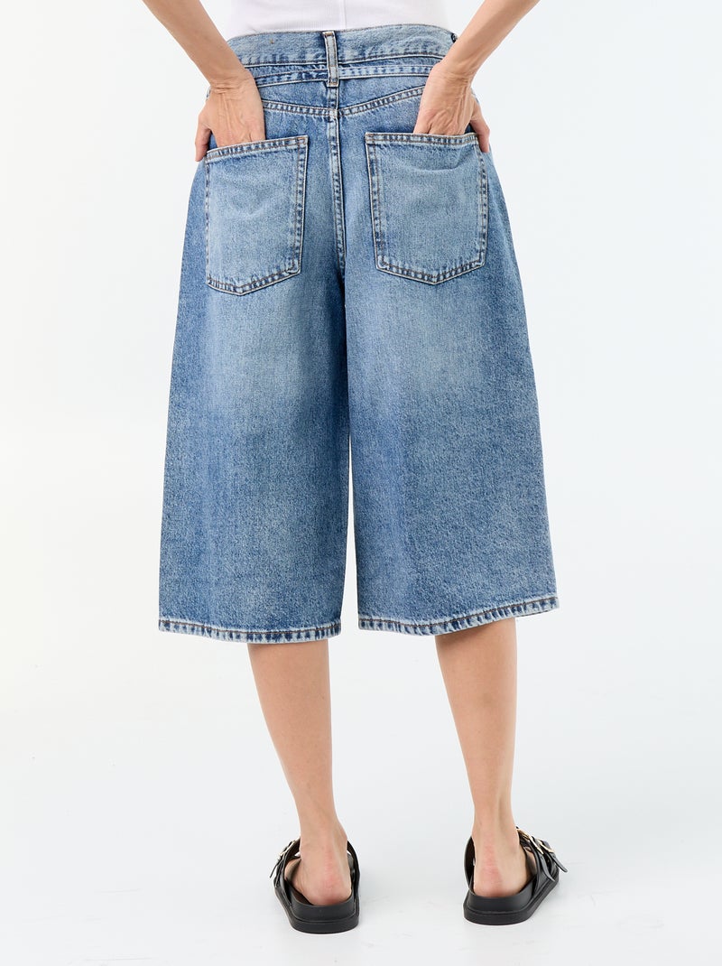 Bermuda in denim con laccio in vita Blu - Kiabi