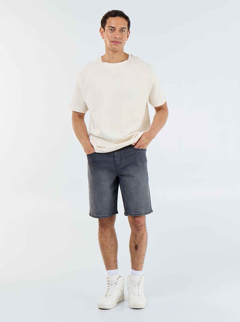 Bermuda in denim slim fit Grigio - Kiabi